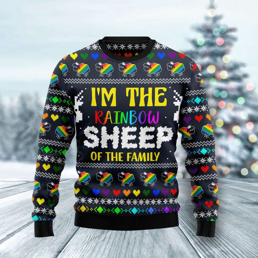 I Am The Rainbow Sheep Of Family Ugly Christmas Sweater For Men & Women Adult US4471