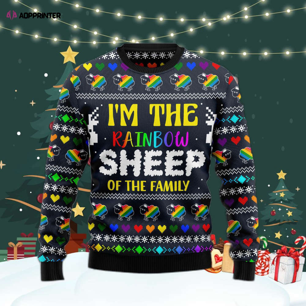 I Am The Rainbow Sheep Of Family Ugly Christmas Sweater For Men & Women Adult US4471