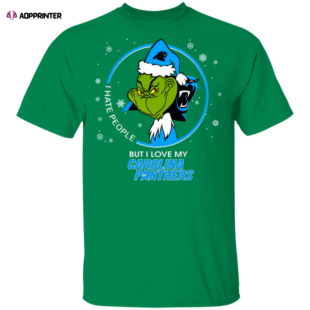 I Hate People But I Love My Carolina Panthers Grinch Shirt