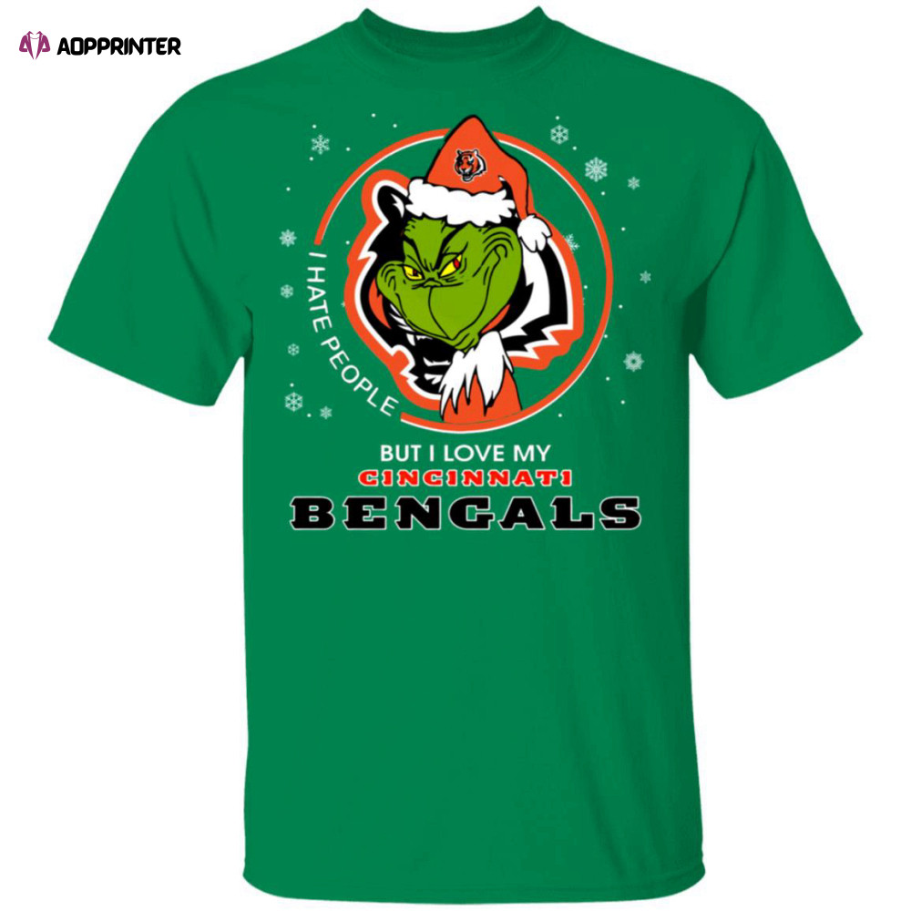 I Hate People But I Love My Cincinnati Bengals Grinch Shirt