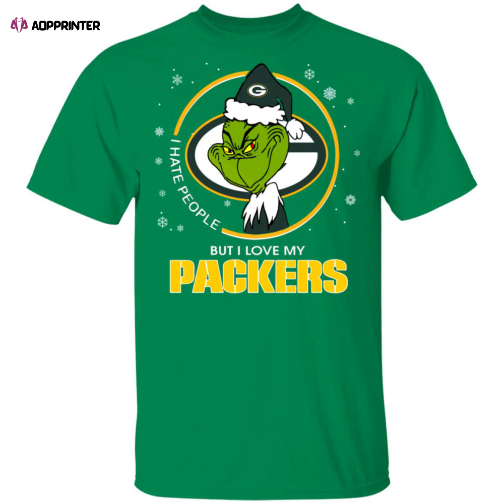 I Hate People But I Love My Green Bay Packers Grinch Shirt