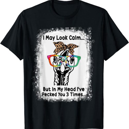 I May Look Calm Turkey Leopard Tie Dye Glasses Thanksgiving T-Shirt