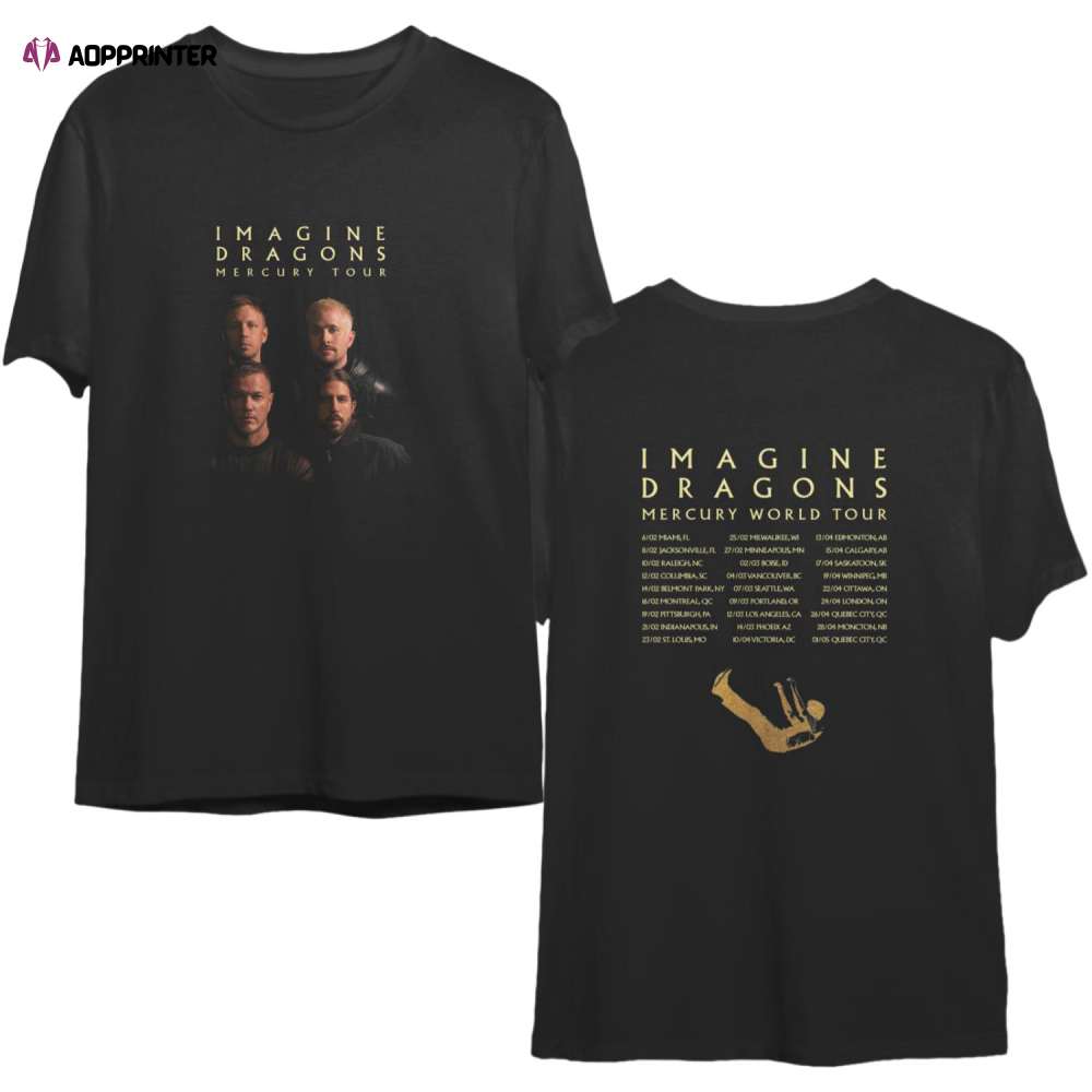 Imagine Dragons Mercury World Tour 2022 T-Shirt, Imagine Dragons Pop Band Black Tee, 2022 World Tour