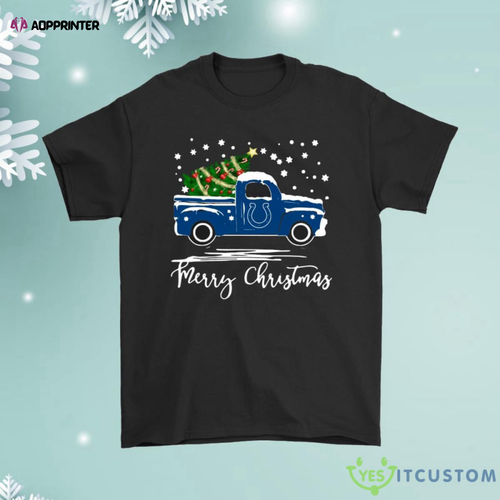 Indianapolis Colts Car With Christmas Tree Merry Christmas Shirt