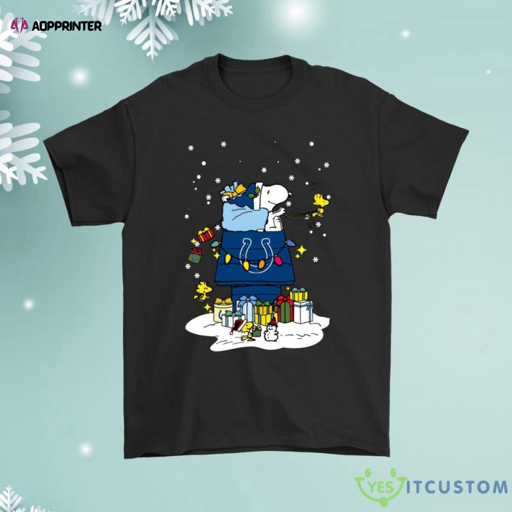 Indianapolis Colts Santa Snoopy Brings Christmas To Town Shirt