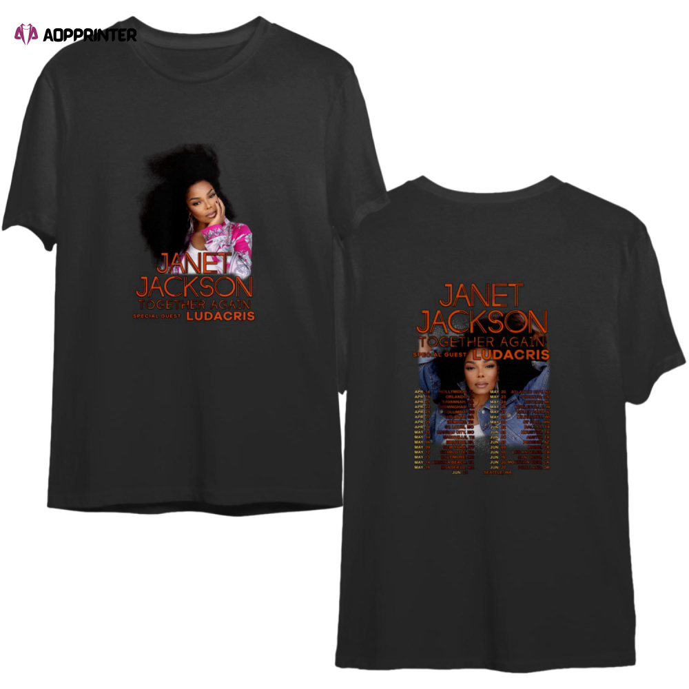 Janet Jackson Together Again TOUR DATES 2023 World Tour Double Sided T-Shirt
