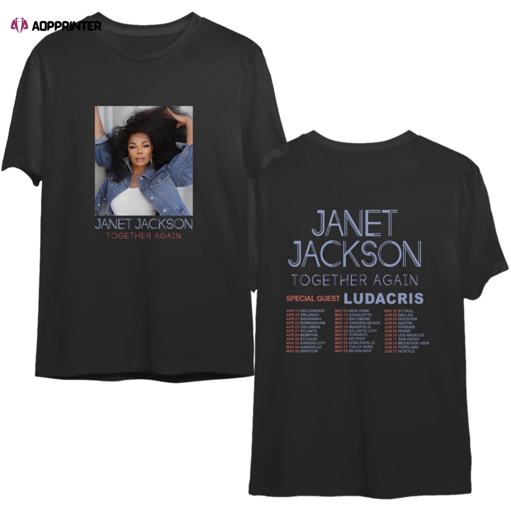 Janet Jackson Together Again TOUR 2023 World Tour Double Sided T-Shirt