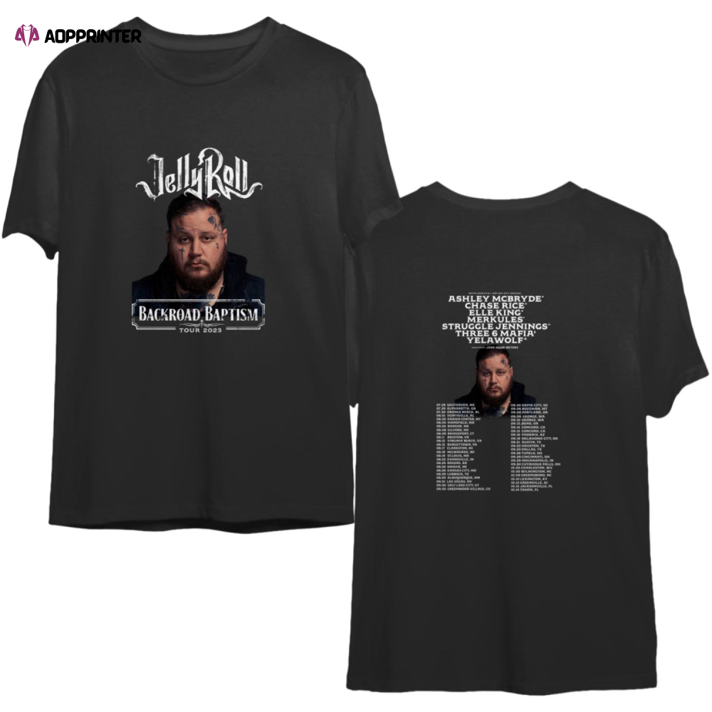 Jelly Roll 2023 Tour Merch T-Shirt, Jelly Roll Backroad Baptism 2023 Tour Shirt