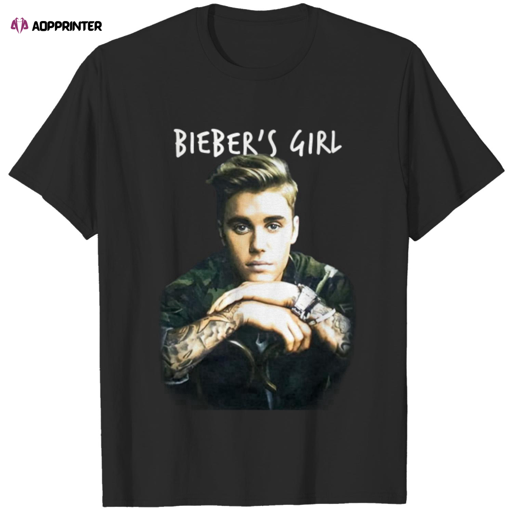 Justin Bieber Bieber’s Girl Black Juniors Babydoll T Shirt
