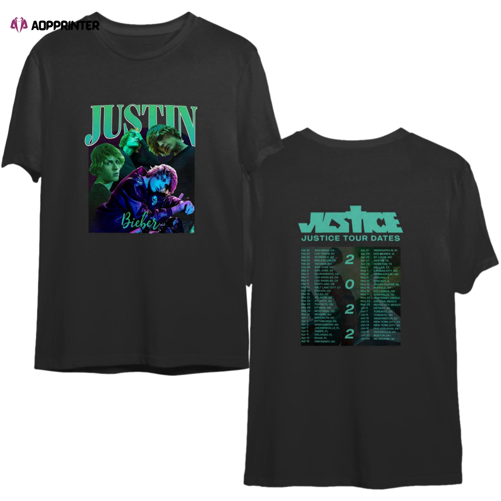 Justin Bieber Justice World Tour 2022 Double Sided Shirt – Justin Bieber Concert Tee – Justice Tour 2022 Shirt