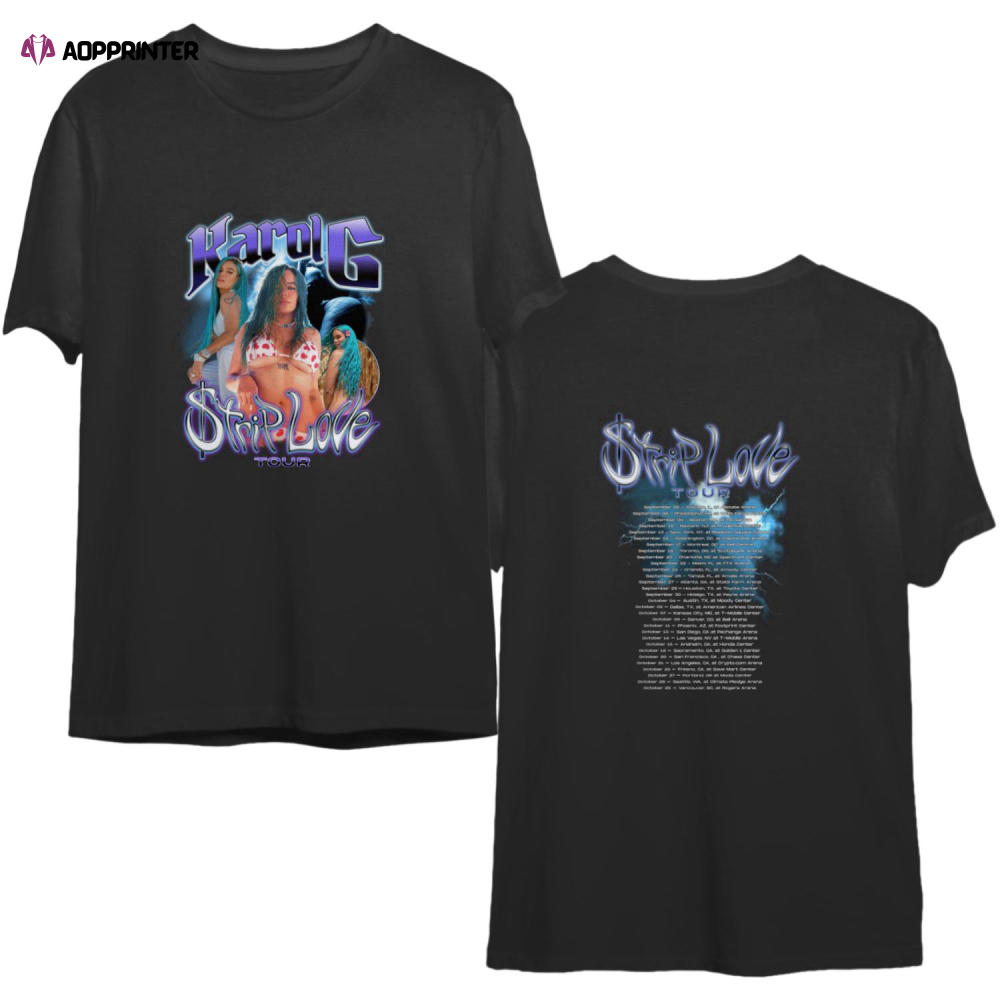 Karol G Strip Love Tour Concert Double Sided T-shirt