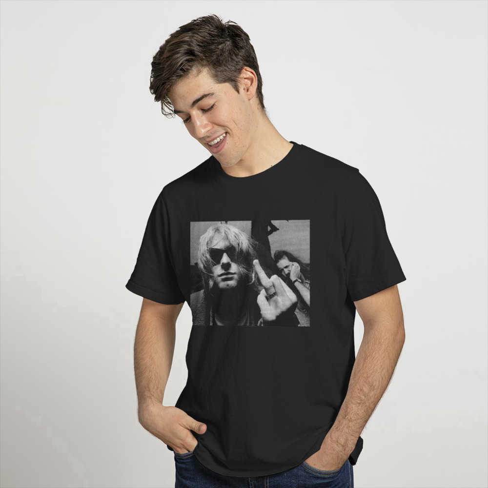 Kurt Cobain Shirt / Vintage Middle Finger Funny Nirvana 90s Photo Graphic T-Shirt