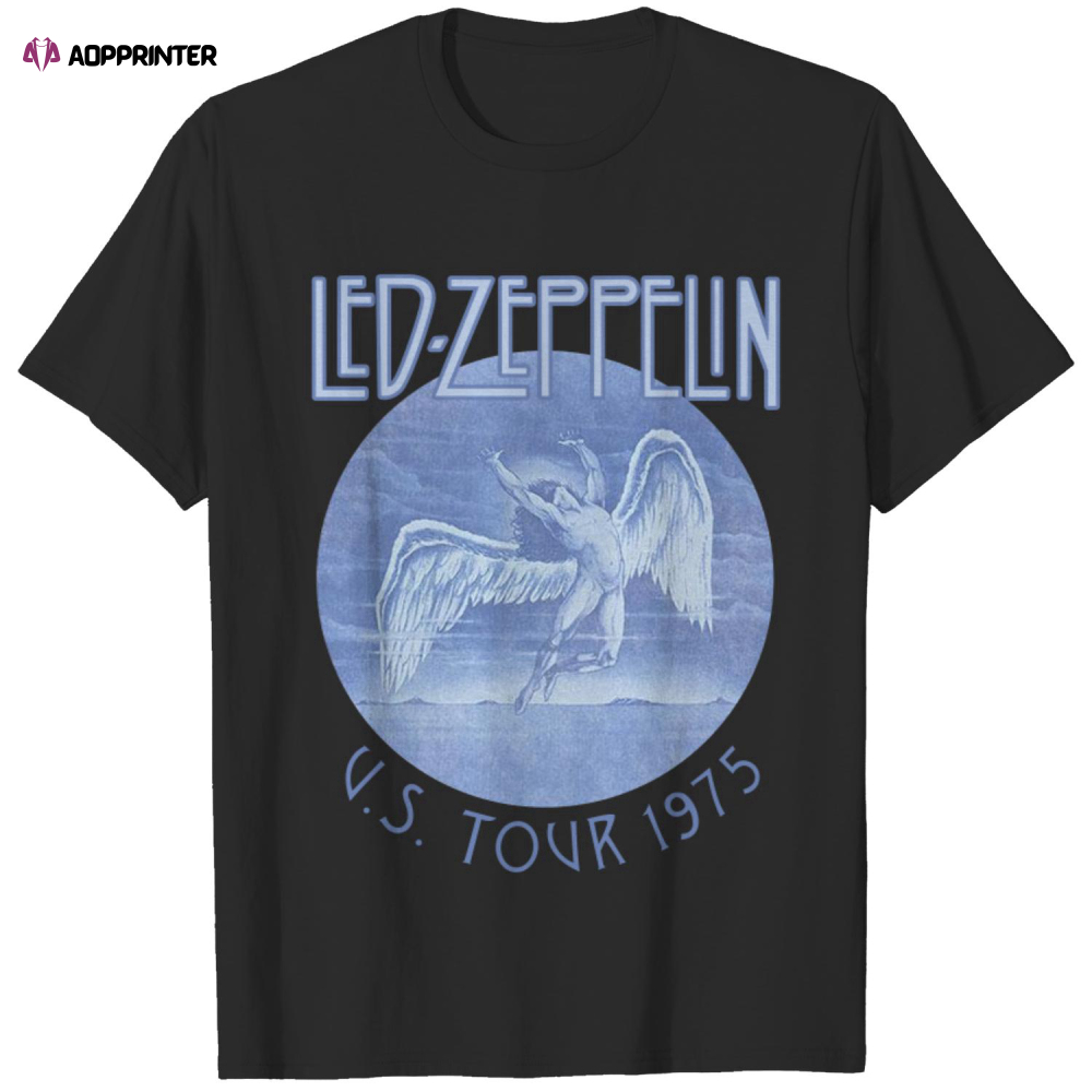 Led Zeppelin Unisex Tee: Tour ’75 Blue Wash