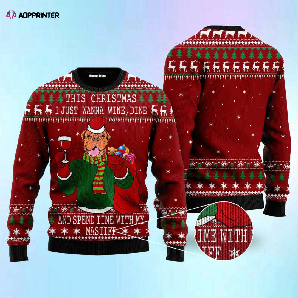 Mastiff Ugly Christmas Sweater: Spend Quality Time Men & Women US4388