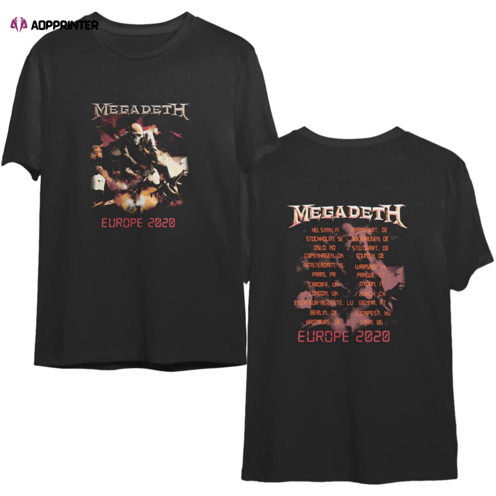 Megadeth European Tour – American heavy metal band Double Sided T-shirt
