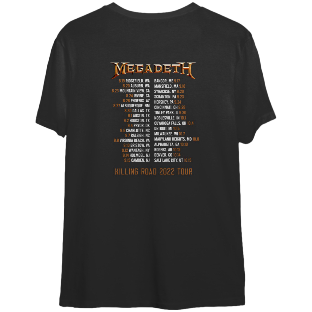 Megadeth Killing Road 2022 Tour Double Sided T-shirt