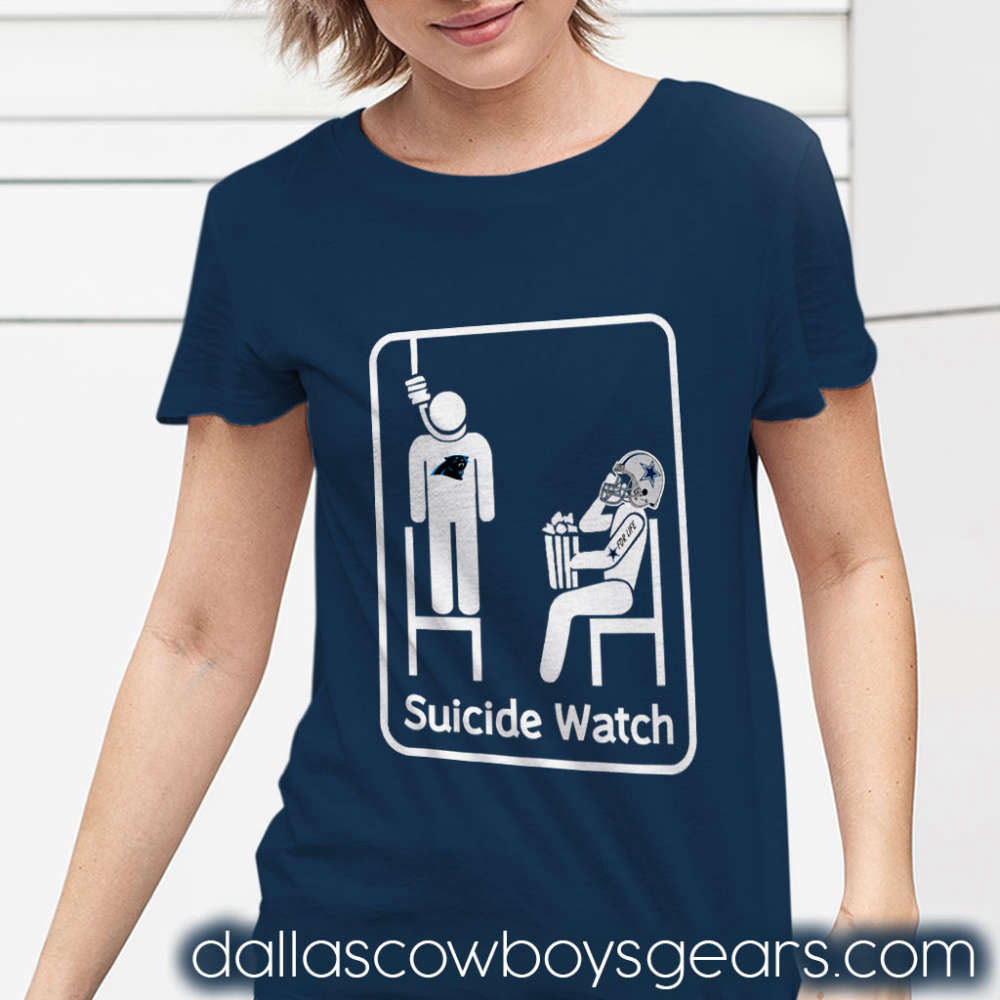 Mens Dallas Cowboys – Carolina Panthers Suicide Watch With Popcorn Funny Shirt