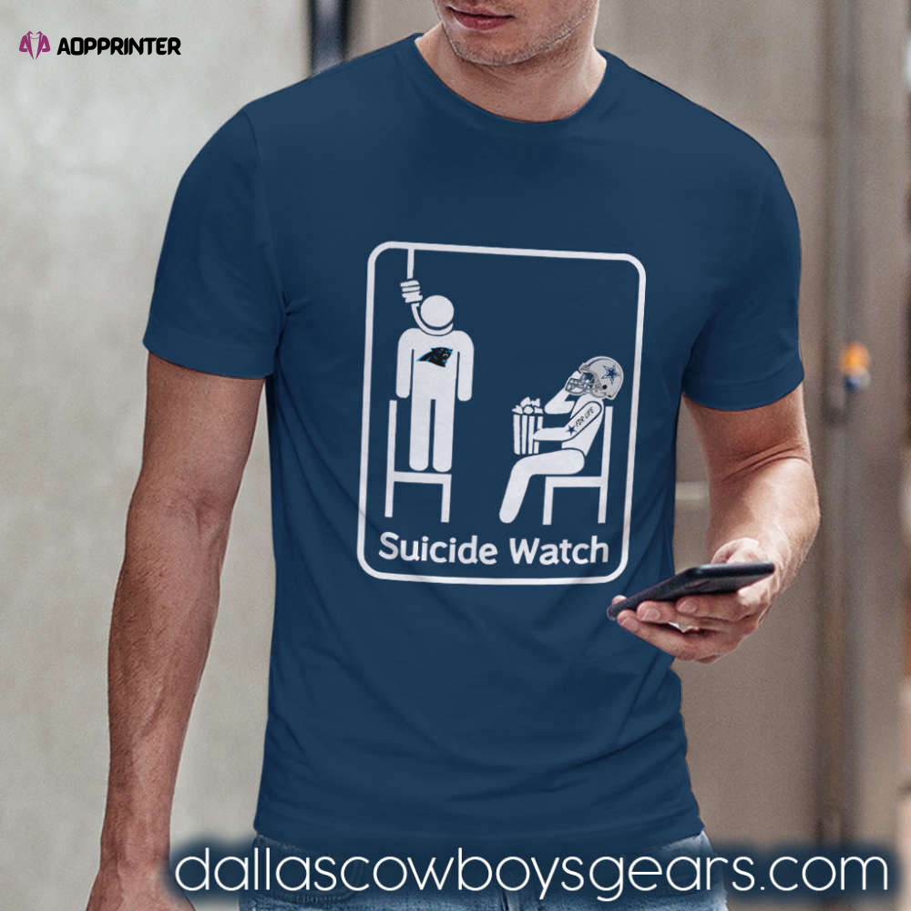 Mens Dallas Cowboys – Carolina Panthers Suicide Watch With Popcorn Funny Shirt