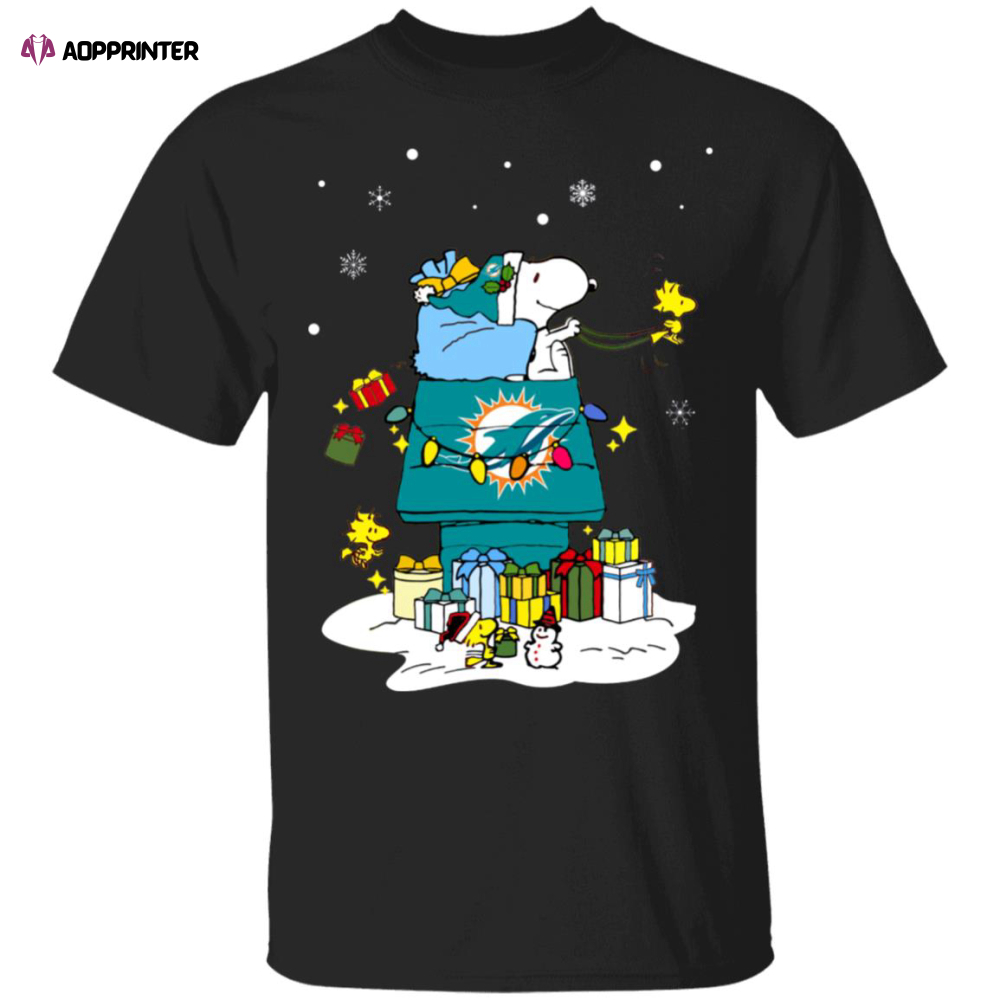 Miami Dolphins Santa Snoopy Wish You A Merry Christmas Shirt