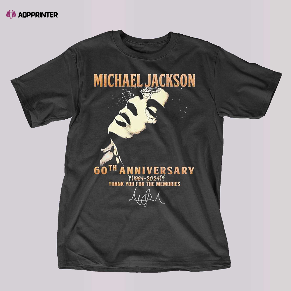 Michael Jackson 60th Anniversary 1964 2024 Thank You For The Memories Signature T-shirt
