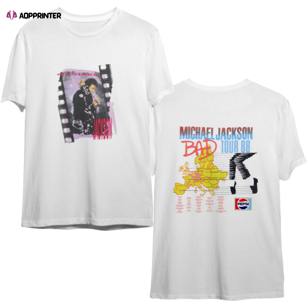 Michael Jackson Bad Tour 88 T-Shirt, Michael Jackson Tour 1988 T-Shirt