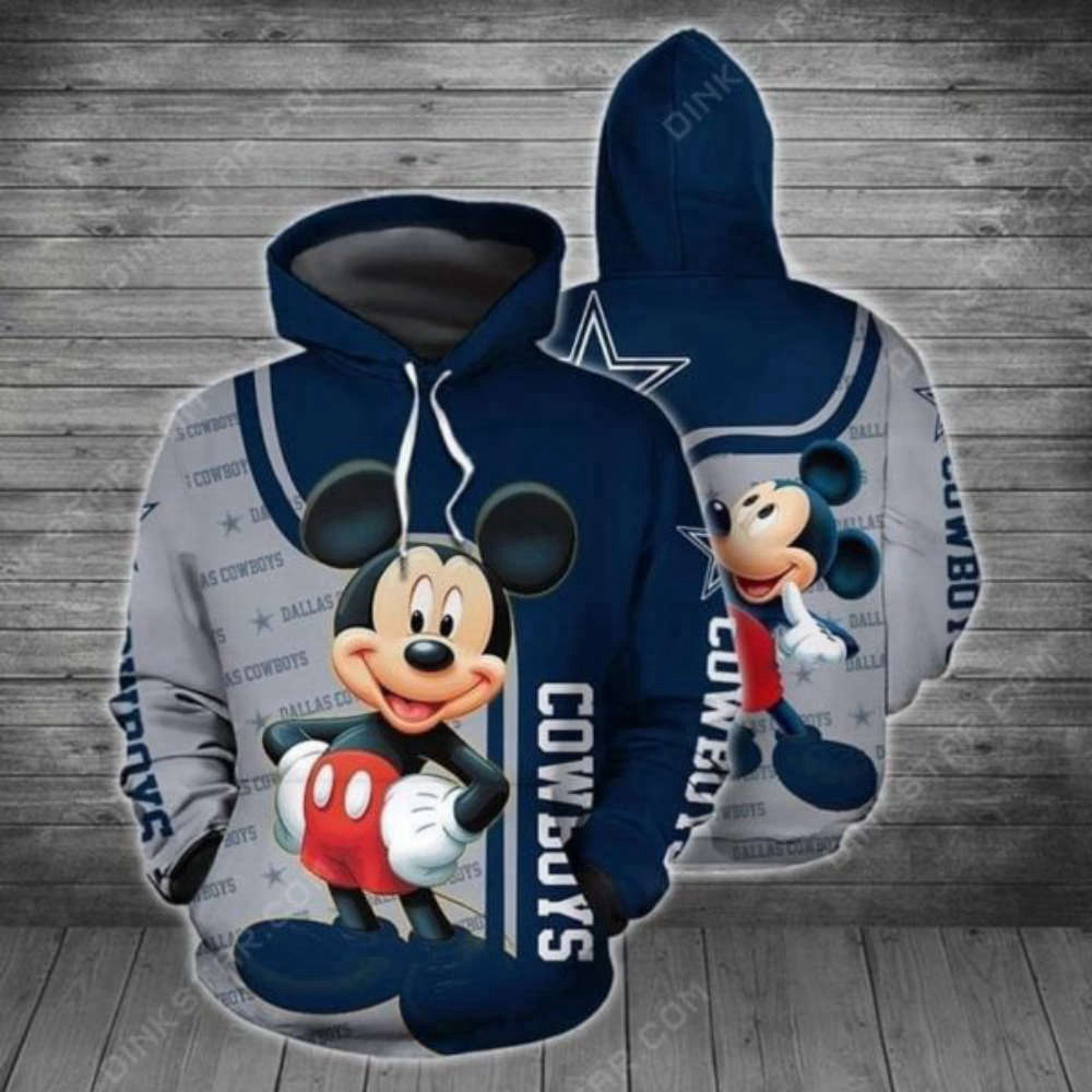 Mickey Mouse Love Dallas Cowboys 3D Hoodies – Perfect Blend of Fandom & Style