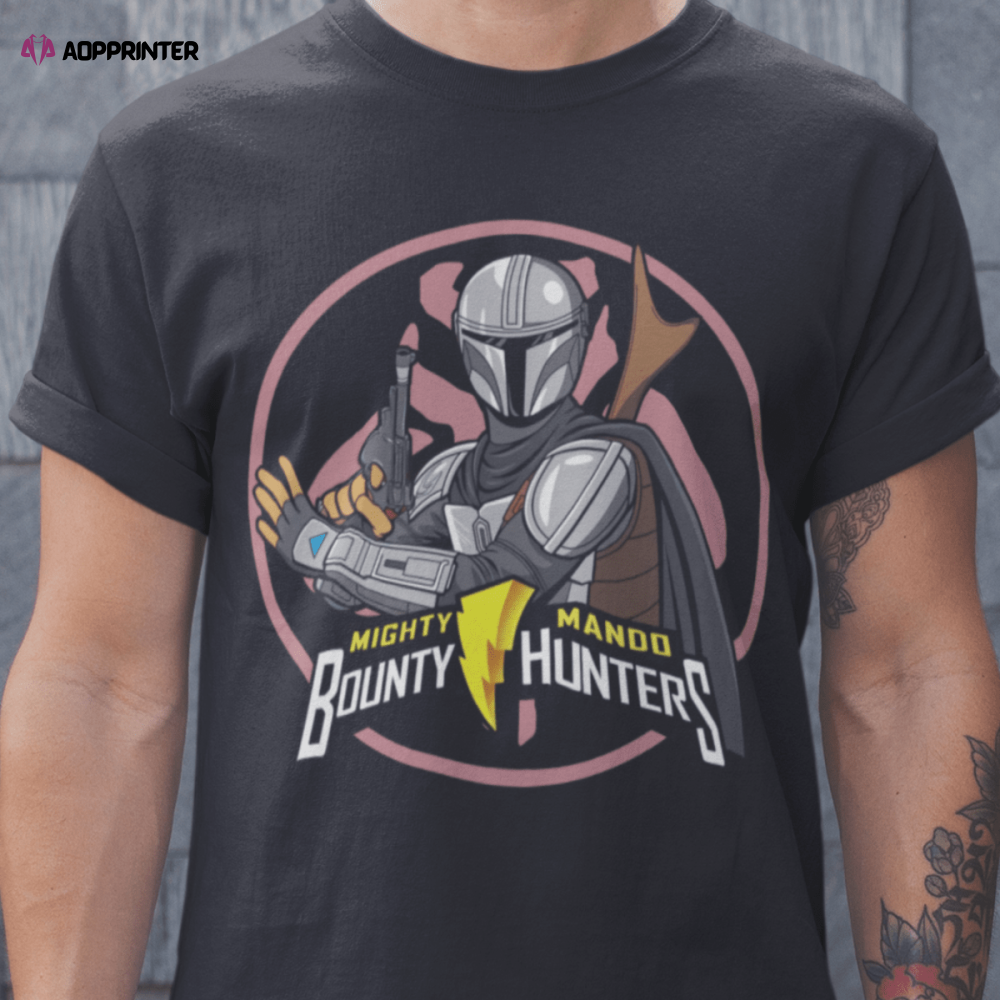 Mighty Mando Bounty Hunters Mighty Morphin Power Rangers The Mandalorian Mashup T-Shirt