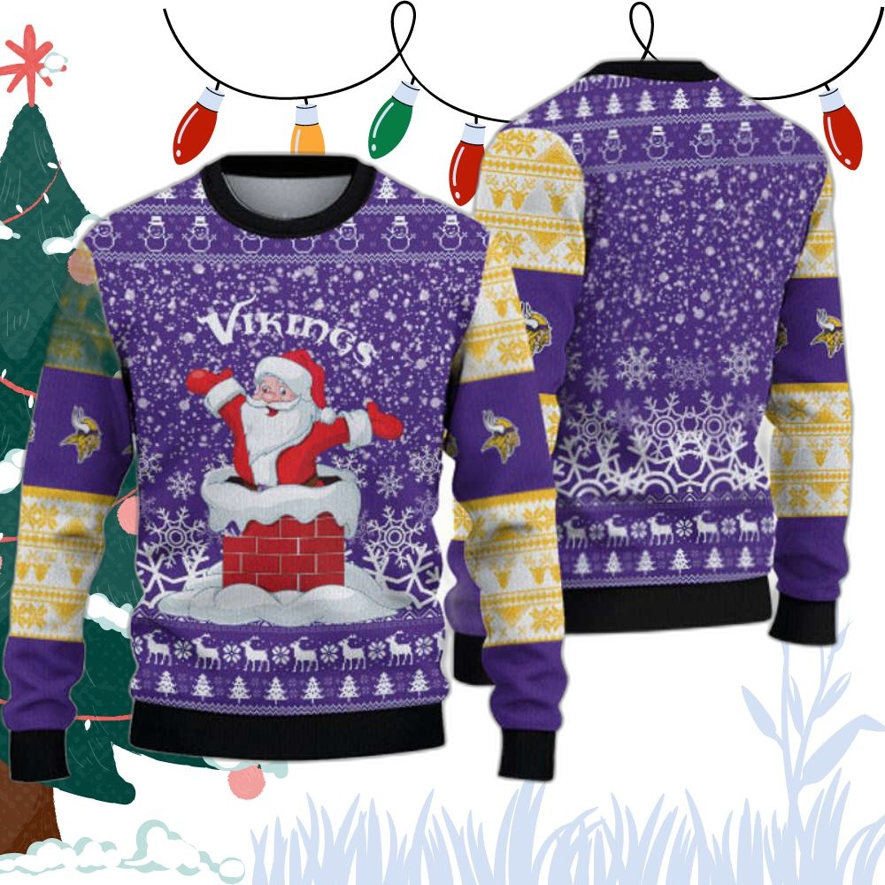 Minnesota Vikings Sweatshirt Christmas Funny Santa Claus