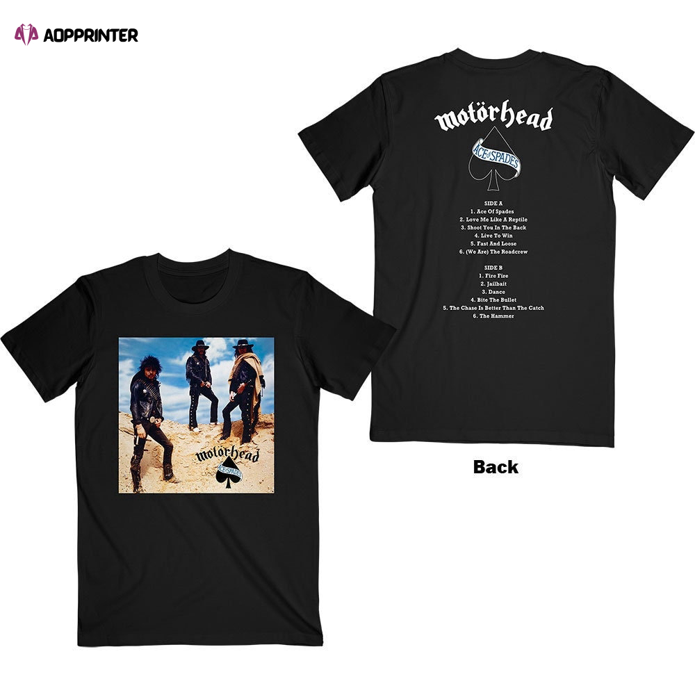 Motorhead Adult T-Shirt – Ace of Spades Track List (Back Print)