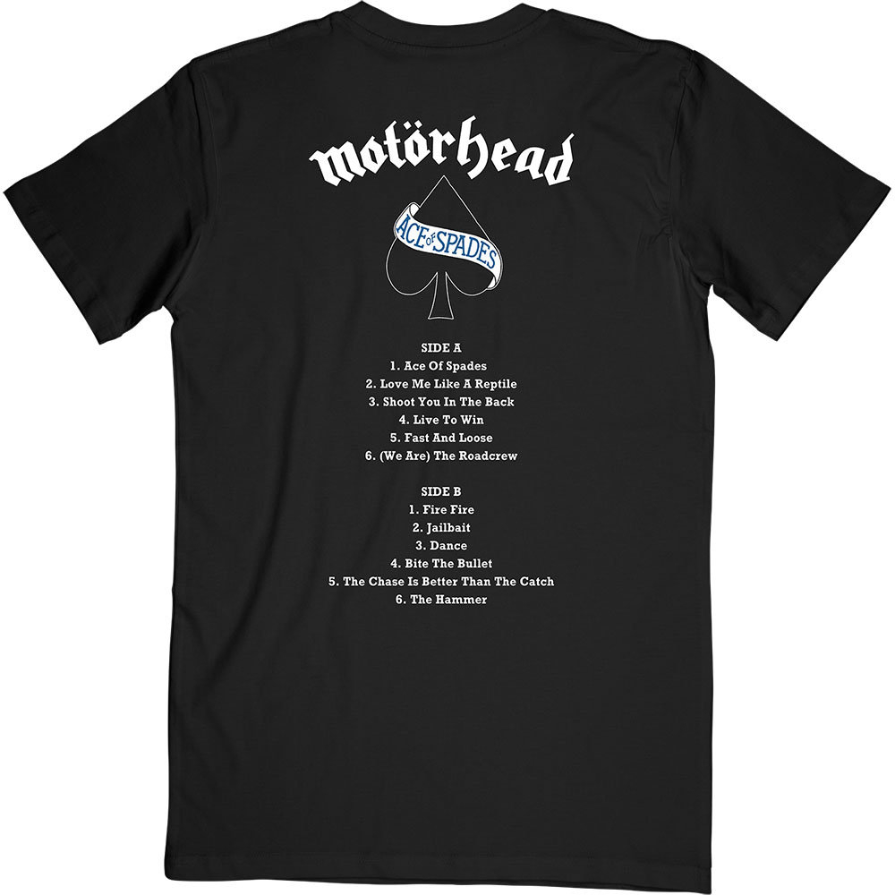 Motorhead Adult T-Shirt – Ace of Spades Track List (Back Print)