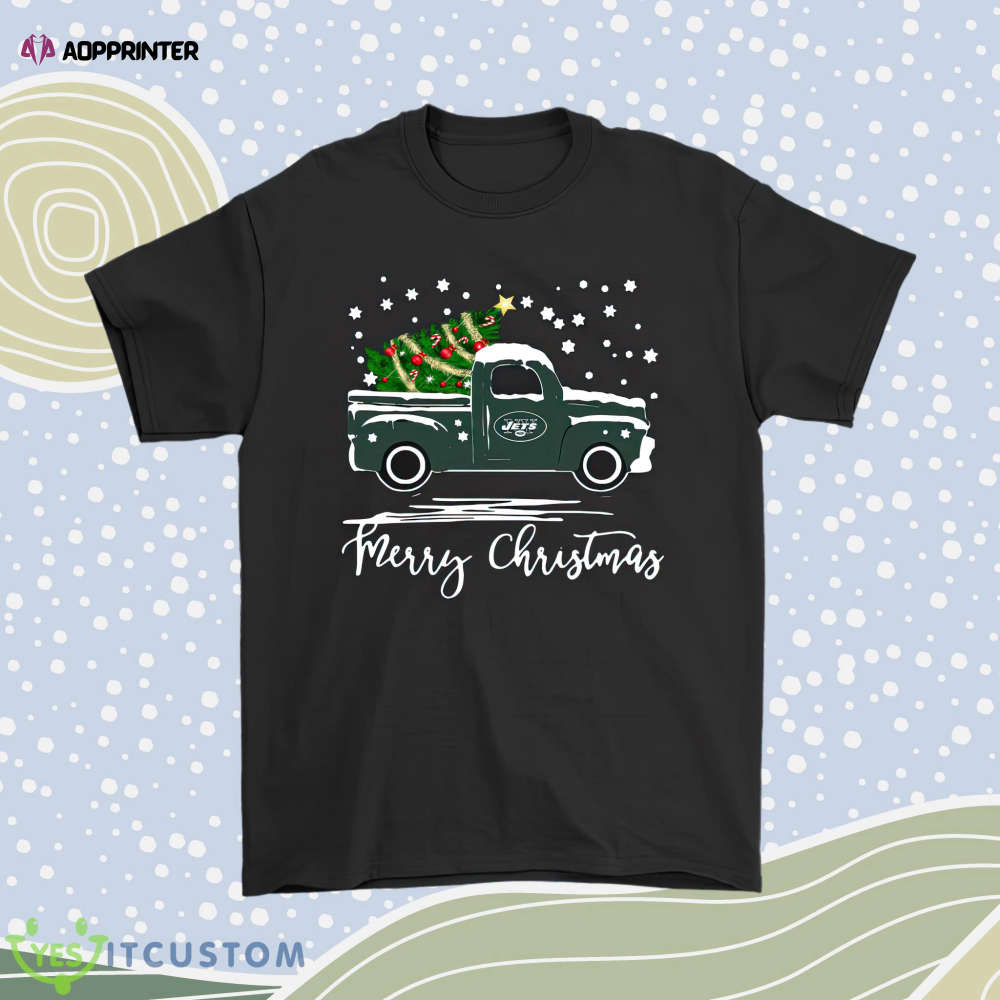 New York Jets Car With Christmas Tree Merry Christmas Men Women Shirt