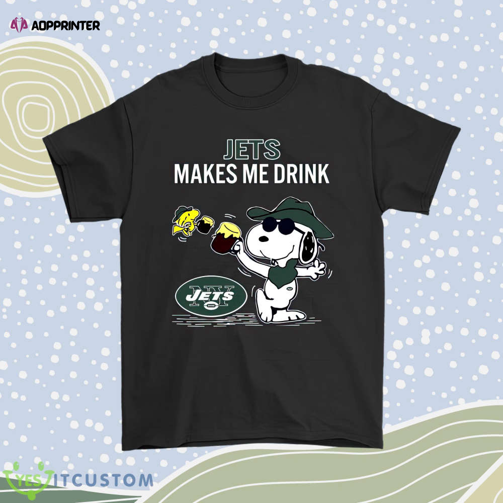 New York Jets Makes Me Drink Snoopy And Woodstock Men Women Shirt