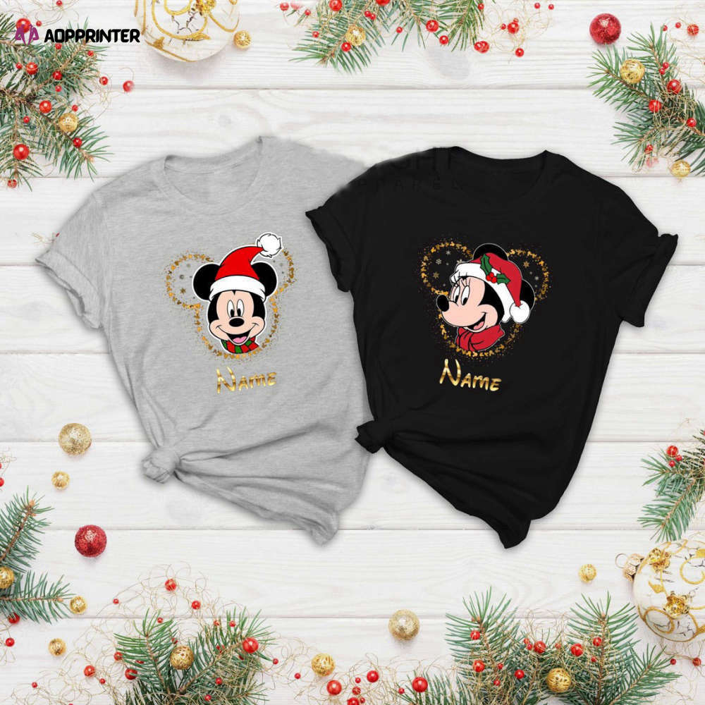 Personalized Disney Christmas Mickey And Minnie T-shirt
