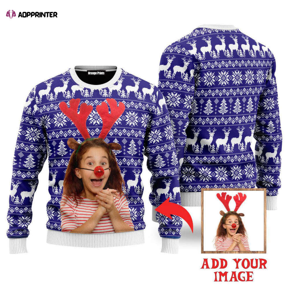 Personalized Reindeer Xmas Sweaters for Men & Women – Custom Photo UP1010