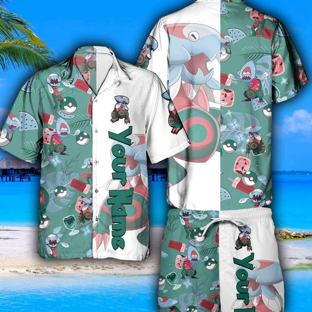Pokemon Dracovish Hawaiian Shirt & Shorts – Custom Anime Gift for Men & Women