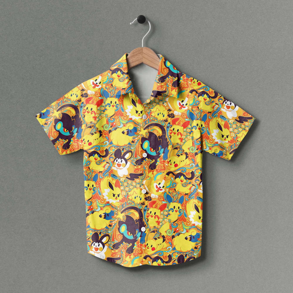 Vibrant Pokemon Yellow Youth Hawaiian Shirt – Perfect for a Colorful Adventure!