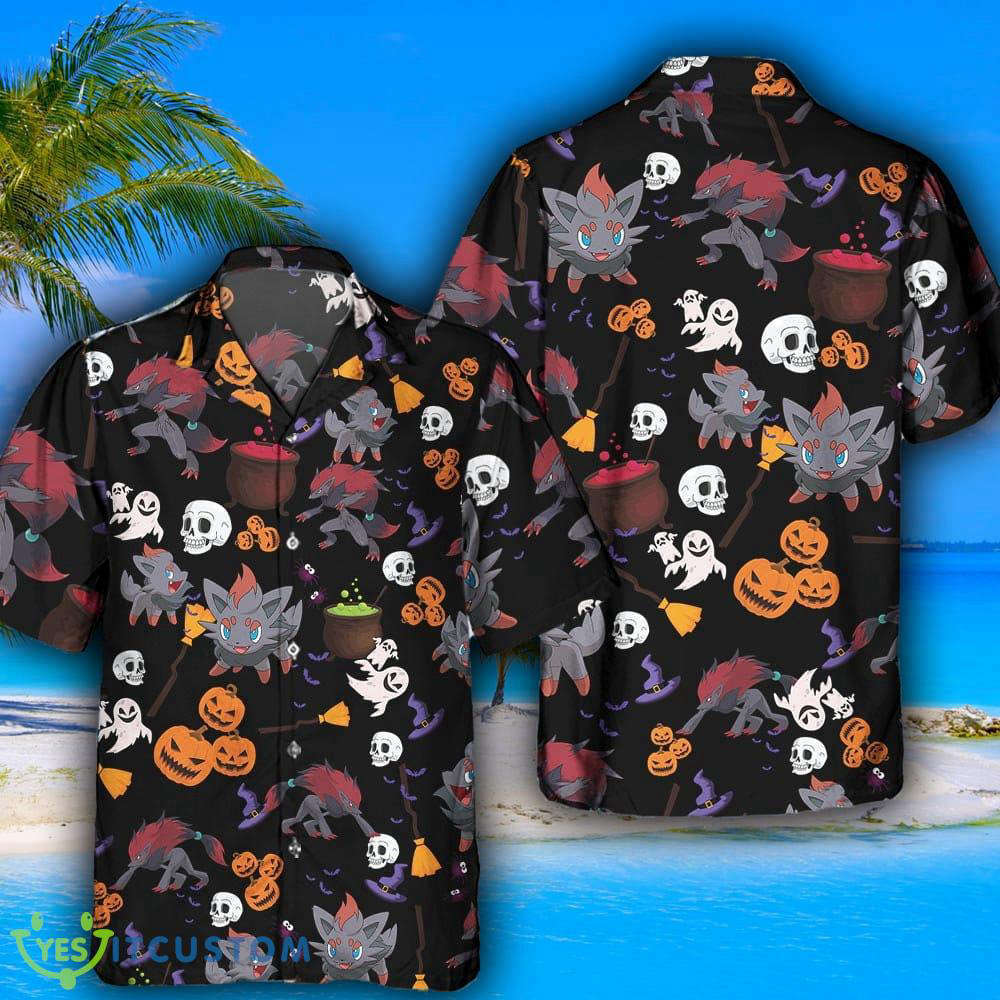Pokemon Zorua Halloween Combo Hawaiian Shirt & Shorts – Summer Beach Gift for Men & Women
