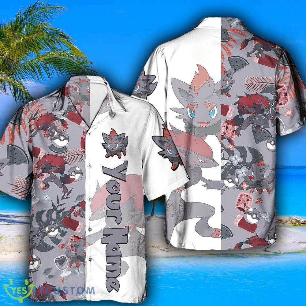 Pokemon Zorua Hawaiian Shirt & Shorts Gift: Anime Custom Name for Men & Women