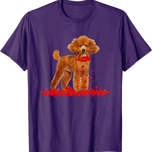 Poodle Dog Lover Valentine’s Day Dog Dad Dog Mom Flowers T-Shirt