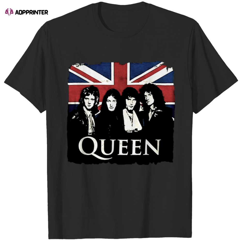 Queen Band Cotton Breathable Casual Retro Graphic Short Sleeve Tee for Men’s