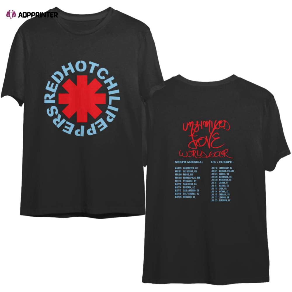 Red Hot Chili Peppers Unlimited Love World Tour 2023 Double Sided Shirt