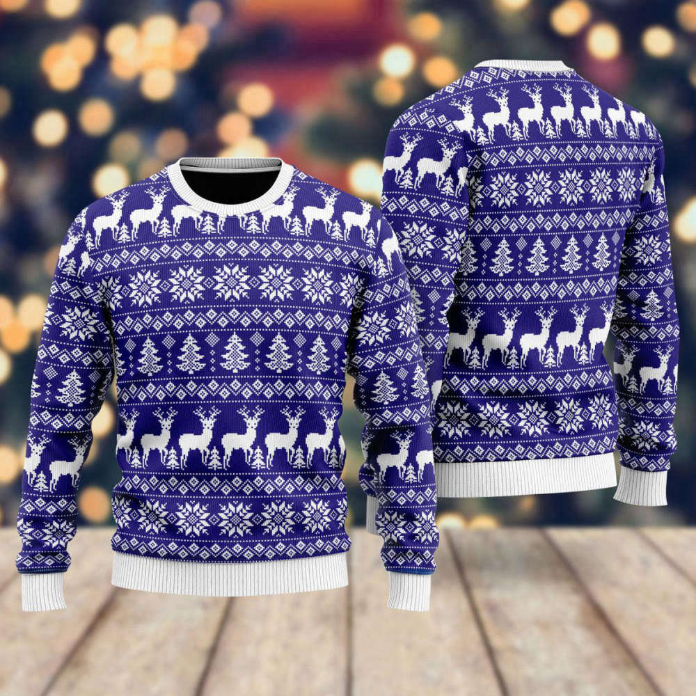 Rein Deer Pattern Ugly Christmas Sweater – Festive Unisex UH2038