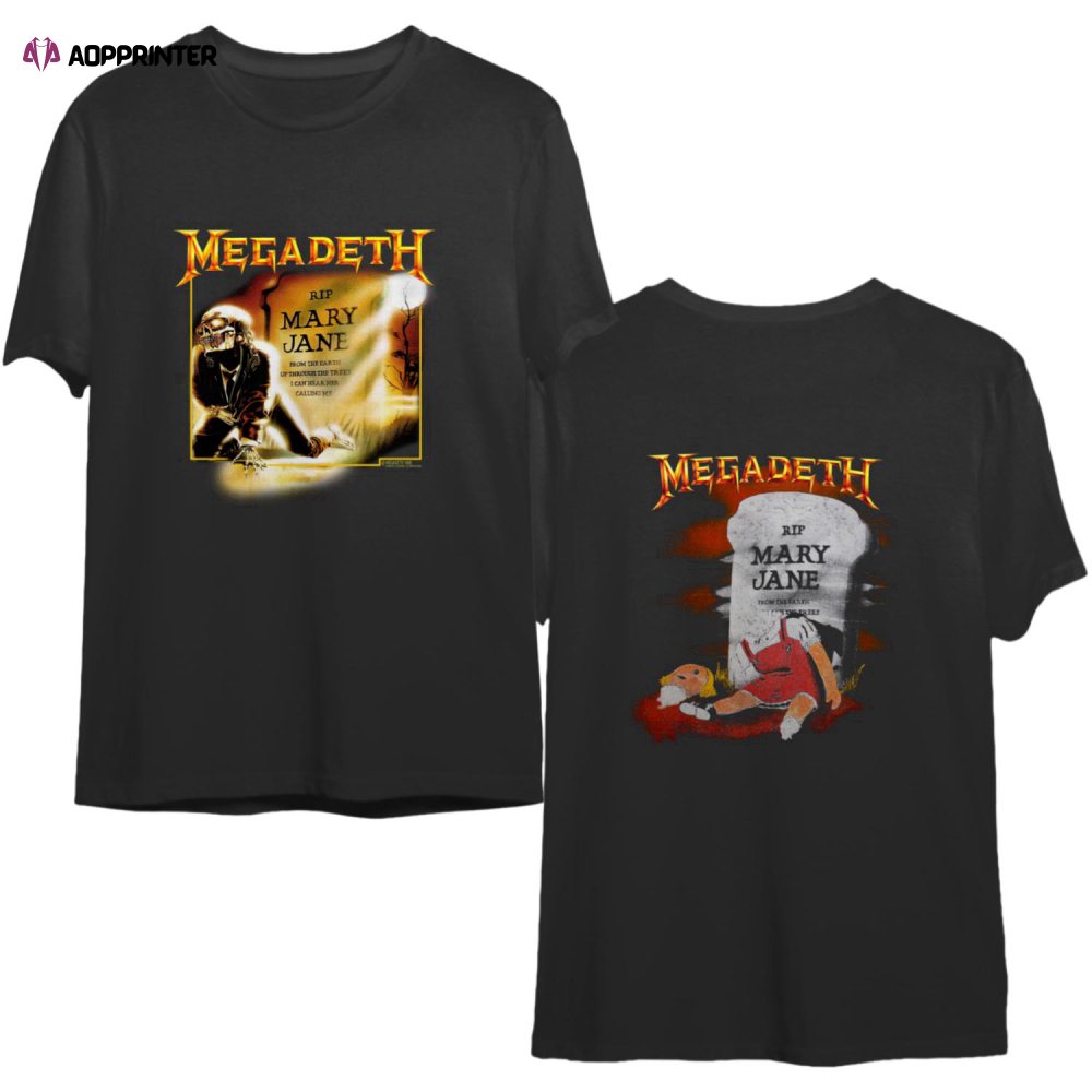 RIP Mary Jane Rock Concert T-Shirt, Megadeth Music Band Tour Tee