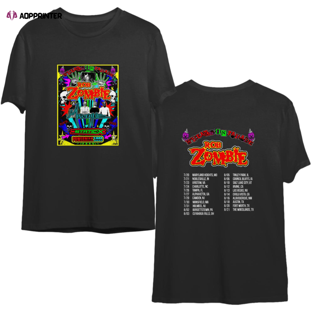 Rob Zombie 2022 Summer Tour with Mudvayne Tshirt
