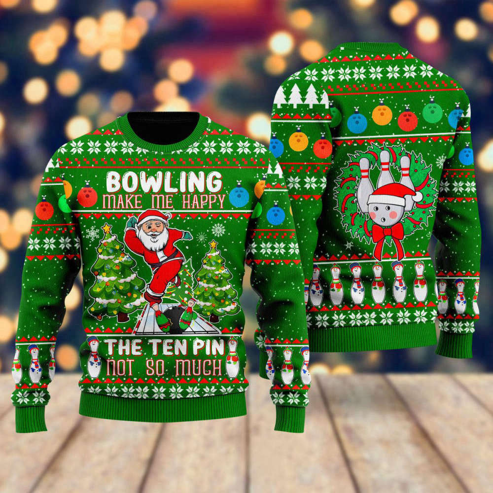 Santa Bowling Go Strike Ugly Christmas Sweater – Men & Women UH1408