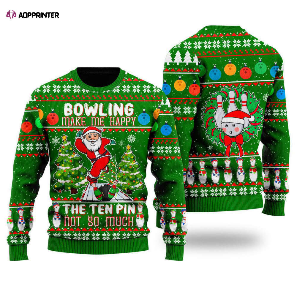 Santa Bowling Go Strike Ugly Christmas Sweater – Men & Women UH1408