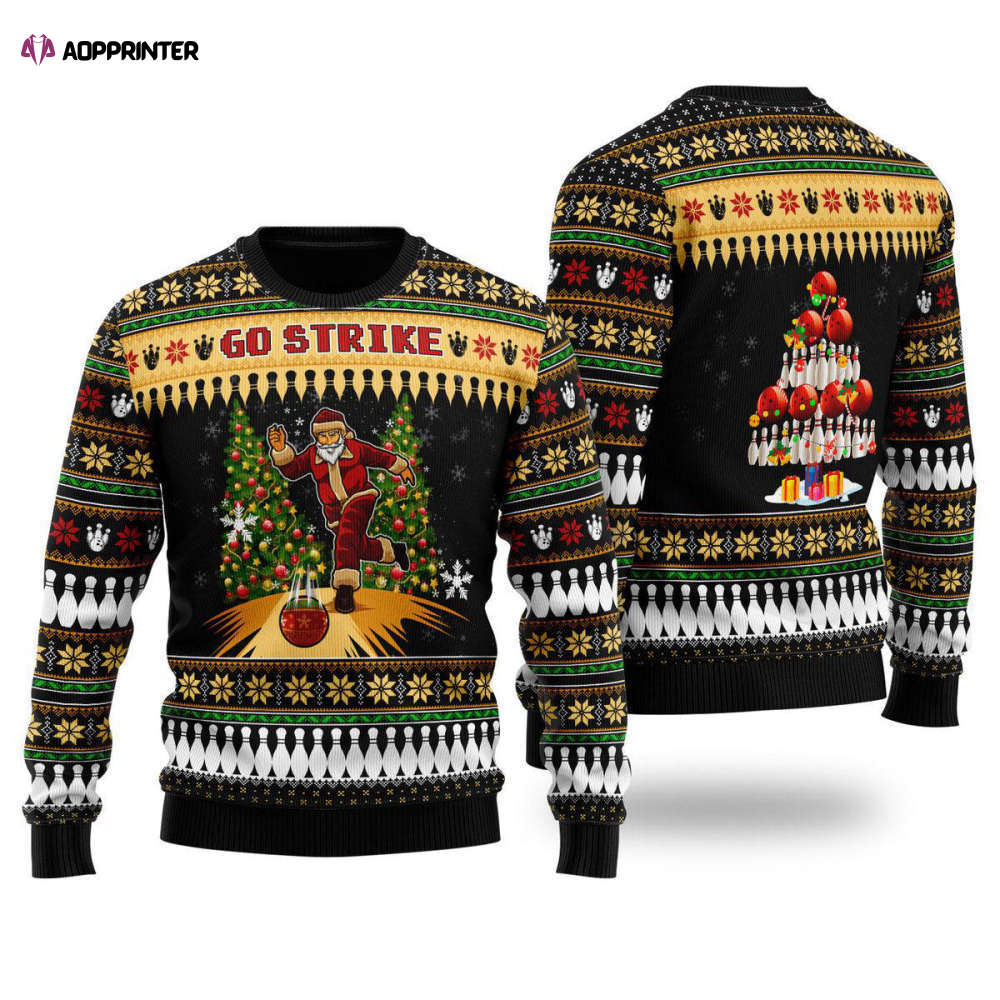 Santa Bowling Ugly Christmas Sweater: Strike Fun for Men & Women – UH1505