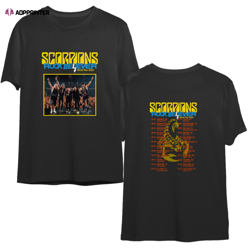 Scorpions Rock Believer World Tour 2022 Double Sided Shirt – Whitesnake Rock Believer North American Tour 2022 Shirt