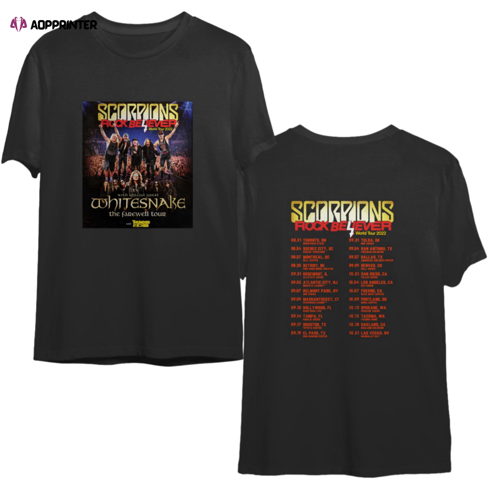 Scorpions Rock Believer World Tour 2022 Shirt, Vtg Concert Tour 2022 T Shirt