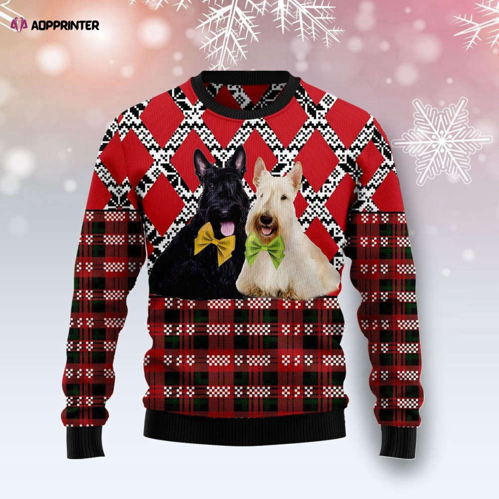 Scottish Terrier Black And White Ugly Christmas Sweater – Unisex Adult US4385